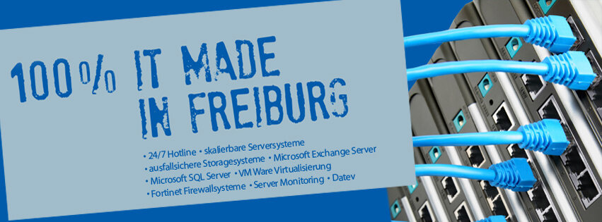 100 % IT made in Freiburg – 24/7 Hotline, skalierbare Serversysteme, ausfallsichere Storagesysteme, Microsoft Exchange Server, Microsoft SQL Server, VMware-Virtualisierung, Fortinet-Firewallsysteme, Server-Monitoring, DATEV